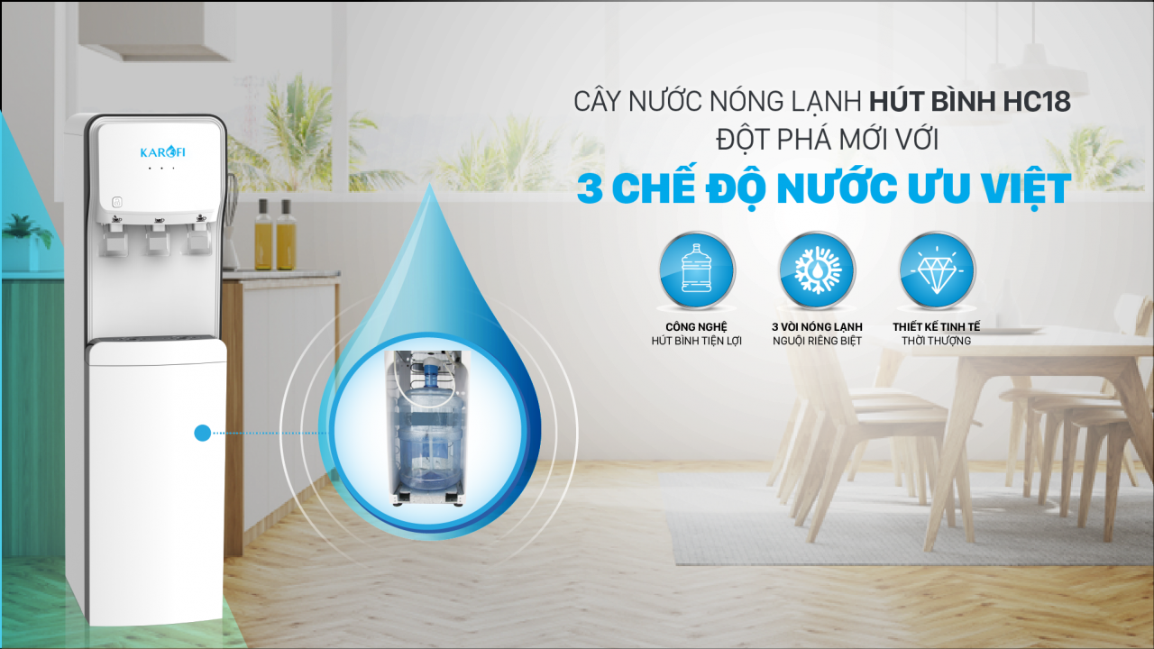 Cây nước nóng lạnh hút bình Karofi HC18 - Karofi Việt Nam