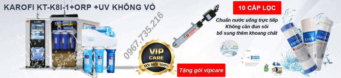 Máy Lọc Nước Karofi Thông Minh KT-K8i-1+ORP +UV , 10 Cấp Lọc